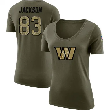 Olive Women's Tyree Jackson Washington Commanders Salute to Service Scoop Neck T-Shirt